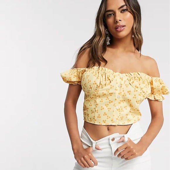 Love andOther things milkmaid crop topcherry print - Picture 3 of 7